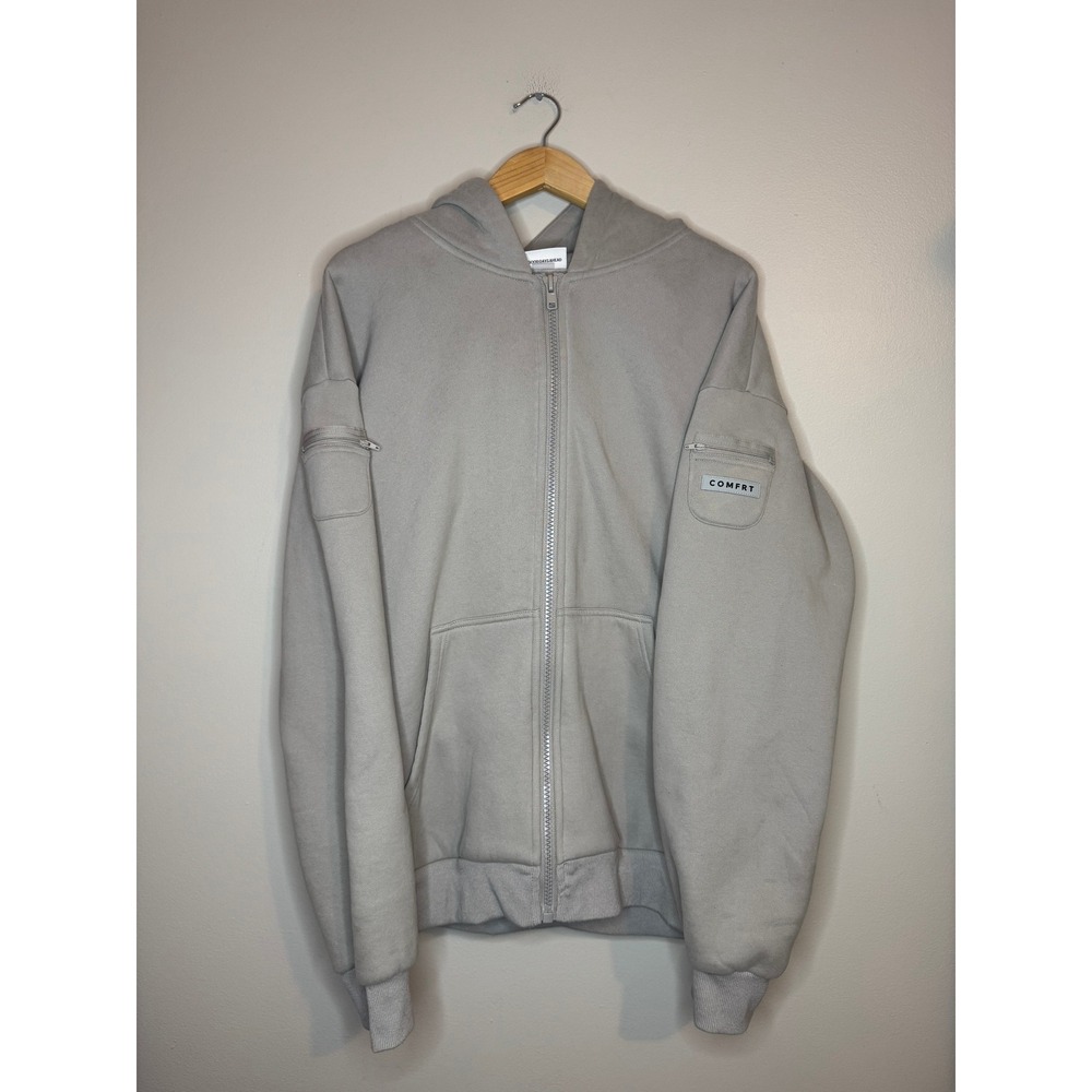 Comfrt Signature Zip Hoodie Light Grey Oversized Fleece Sweatshirt XL